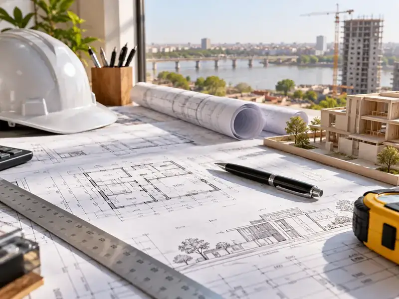 Plans architecturaux et études techniques pour projet de construction