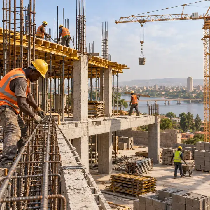 Chantier de terrassement et travaux de fondation