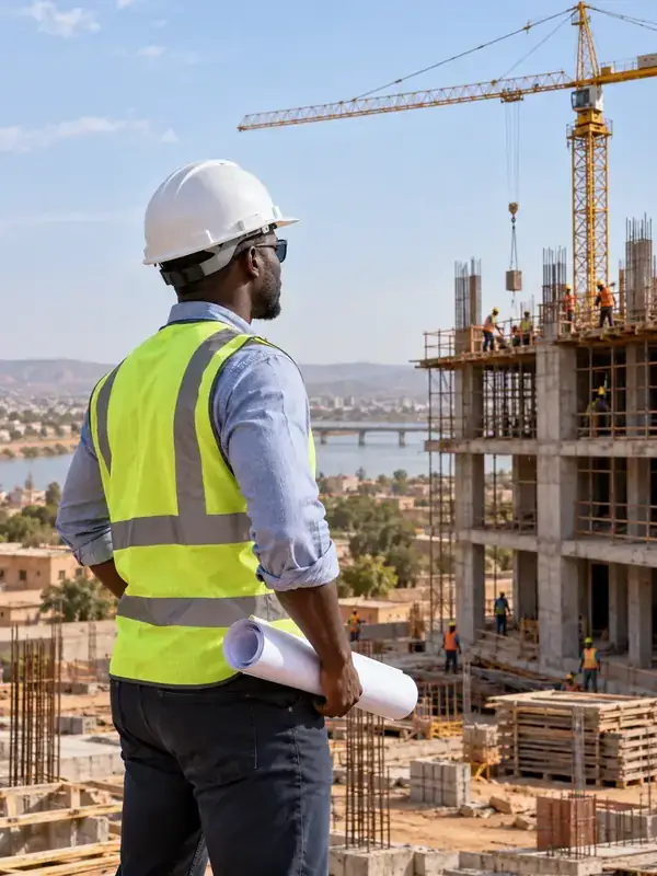 Ingénieur effectuant le suivi rigoureux d'un chantier de construction